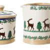 Nicholas Mosse Lidded Sugar Bowl And Small Cylinder Jug Reindeer Hot