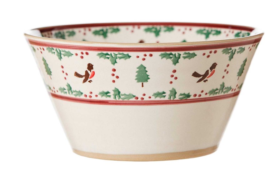 Nicholas Mosse Large Angled Bowl Winter Robin Hot