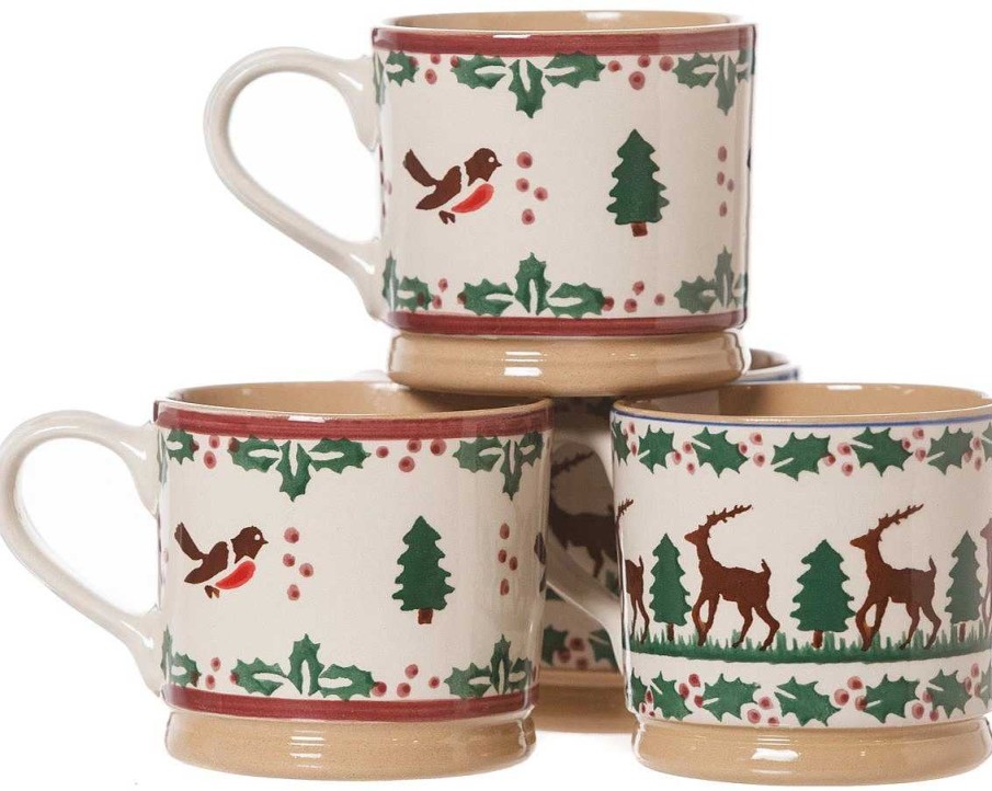 Nicholas Mosse 2 Large Mugs Reindeer & 2 Large Mugs Winter Robin Online