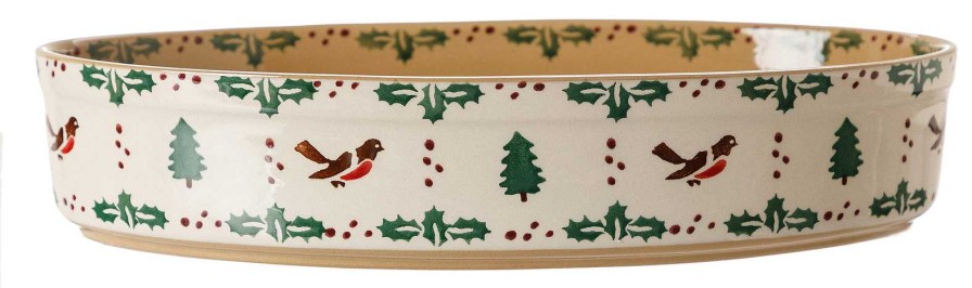 Nicholas Mosse Small Oval Oven Dish Winter Robin Wholesale