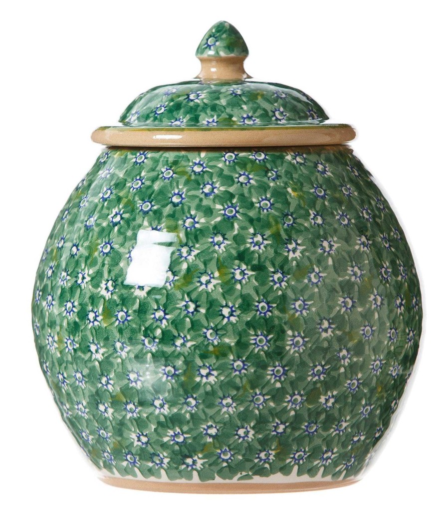 Nicholas Mosse Cookie Jar And Medium Heart Plate Lawn Green Hot