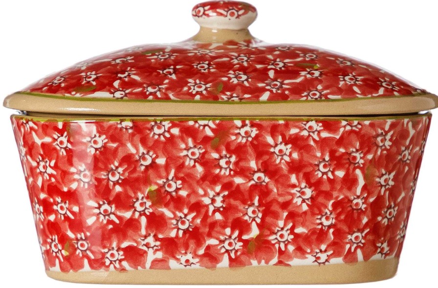 Nicholas Mosse Covered Butterdish Lawn Red New