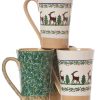 Nicholas Mosse 2 Tall Mugs Reindeer & 2 Tall Mugs Green Lawn New