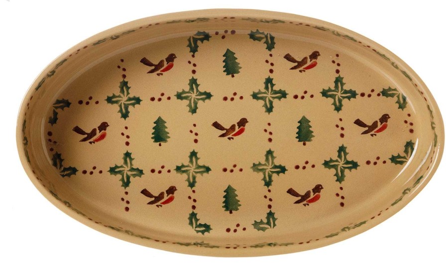 Nicholas Mosse Small Oval Oven Dish Winter Robin Wholesale