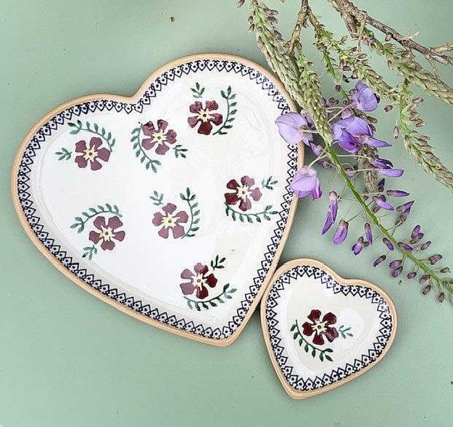 Nicholas Mosse Medium Heart Plate And Tiny Heart Plate Old Rose Wholesale