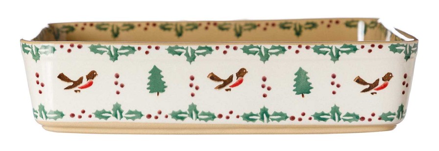 Nicholas Mosse Large Rectangular Oven Dish Winter Robin New