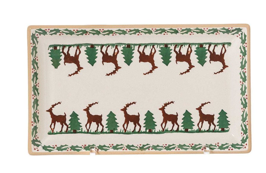 Nicholas Mosse Medium Rectangle Plate Reindeer New