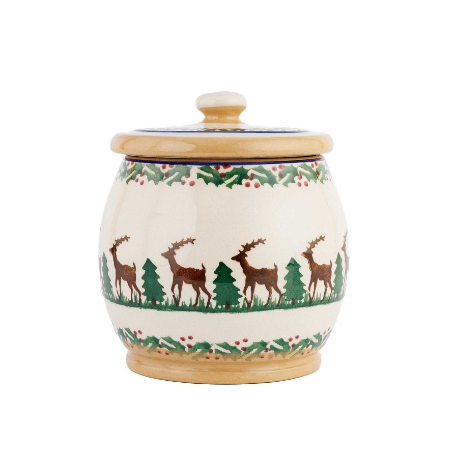 Nicholas Mosse Small Round Lidded Jar Reindeer Hot