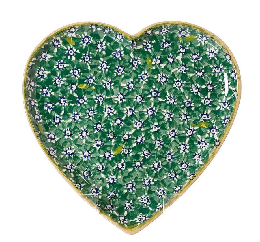 Nicholas Mosse Medium Heart Plate Green Lawn Clearance