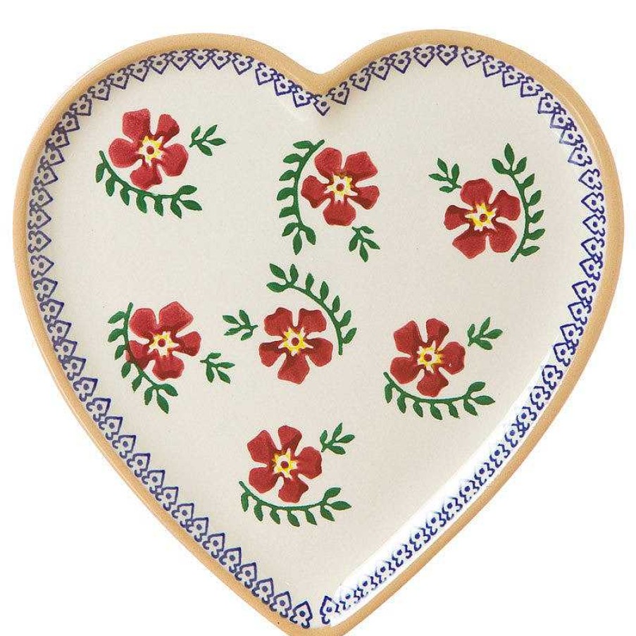 Nicholas Mosse Medium Heart Plate And Tiny Heart Plate Old Rose Best