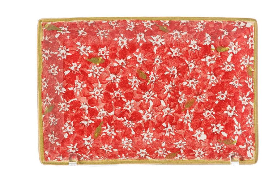 Nicholas Mosse Small Rectangle Plate Lawn Red Clearance