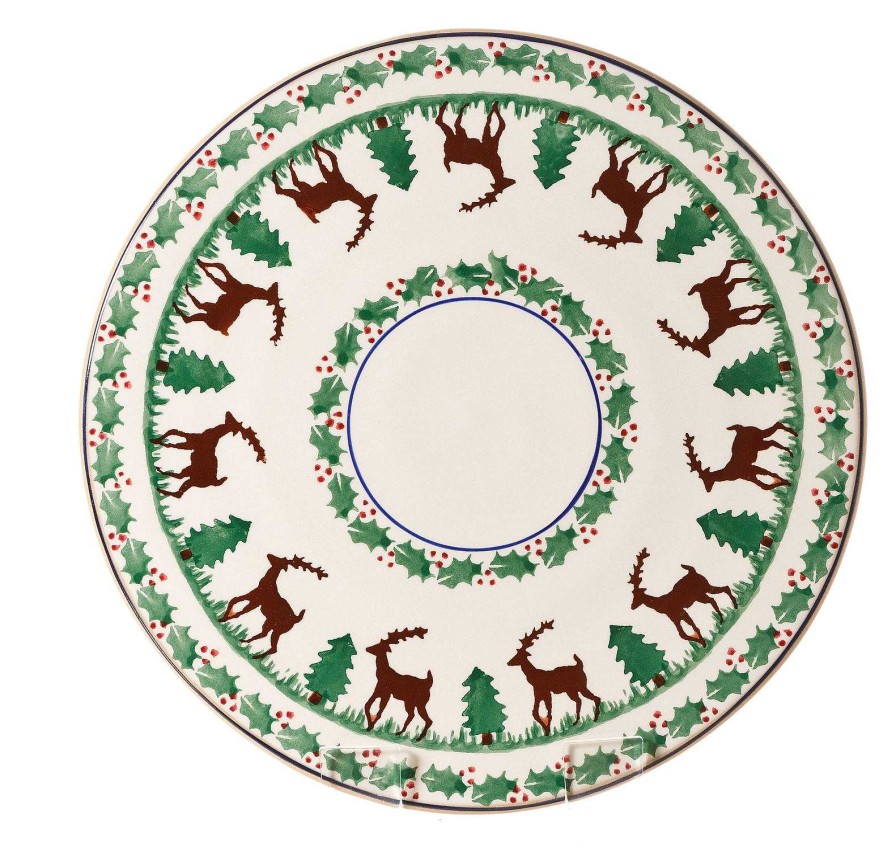 Nicholas Mosse 9" Footed Cake Plate Reindeer Clearance