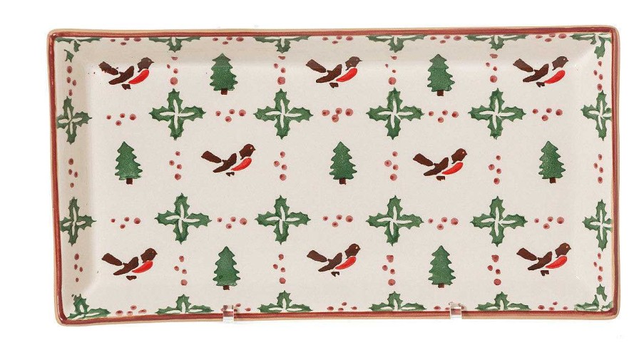 Nicholas Mosse Large Rectangle Plate Winter Robin Clearance