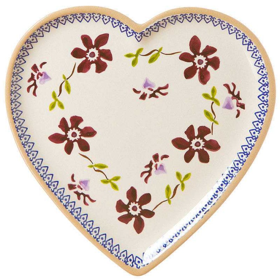 Nicholas Mosse Medium Heart Plate Clematis Clearance