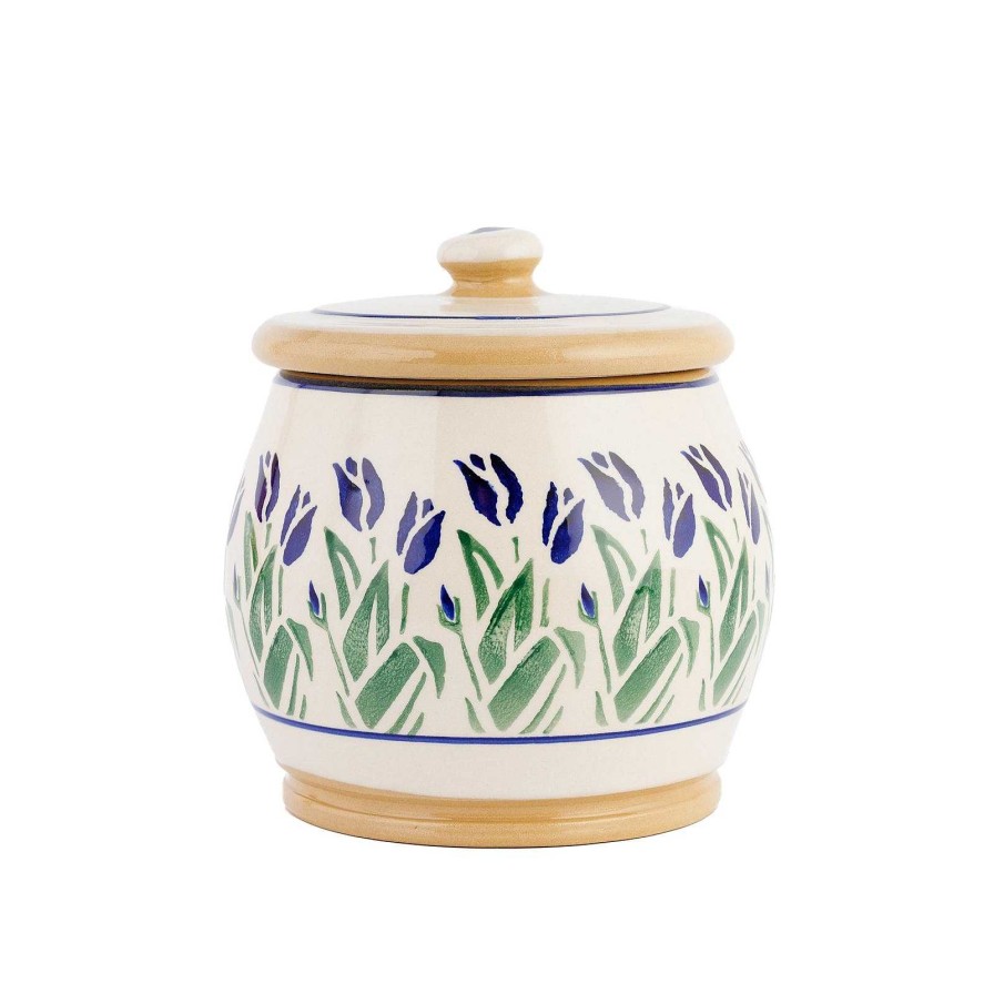 Nicholas Mosse Small Round Lidded Jar Blue Blooms Clearance