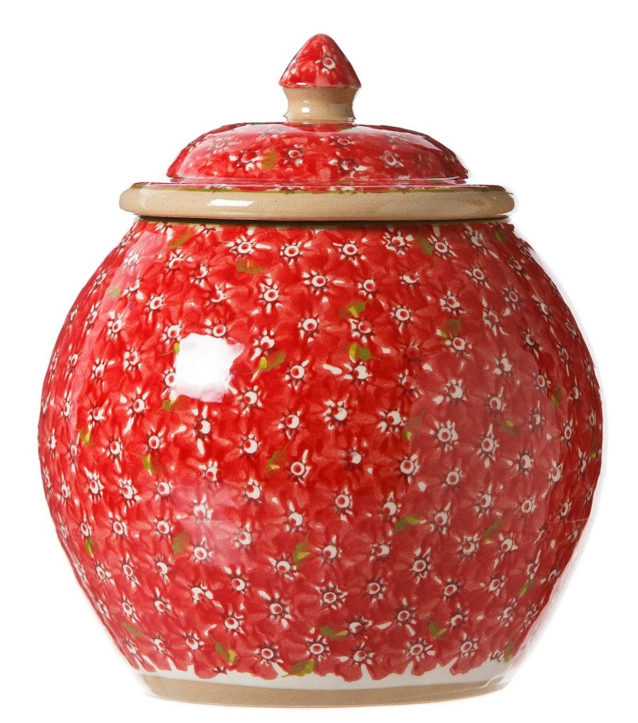 Nicholas Mosse Cookie Jar And Medium Heart Plate Lawn Red New