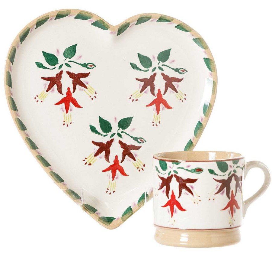 Nicholas Mosse Medium Heart Plate And Small Mug Fuchsia Best