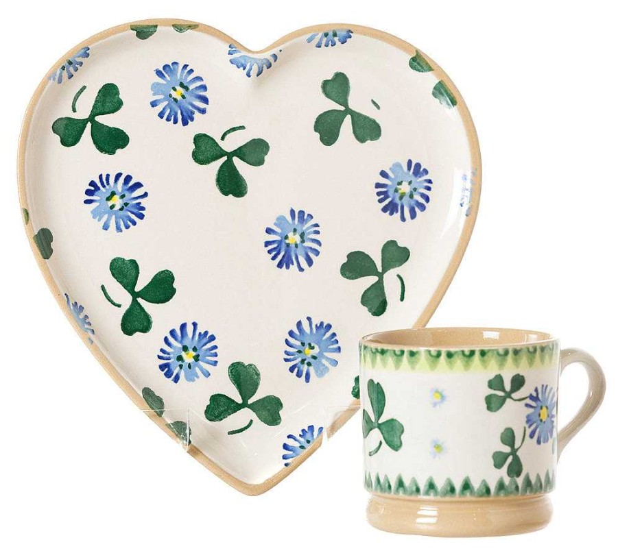 Nicholas Mosse Medium Heart Plate And Small Mug Clover Hot