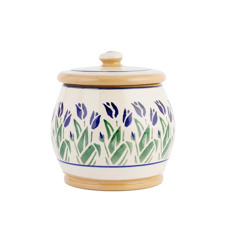 Nicholas Mosse Small Round Lidded Jar Blue Blooms Clearance