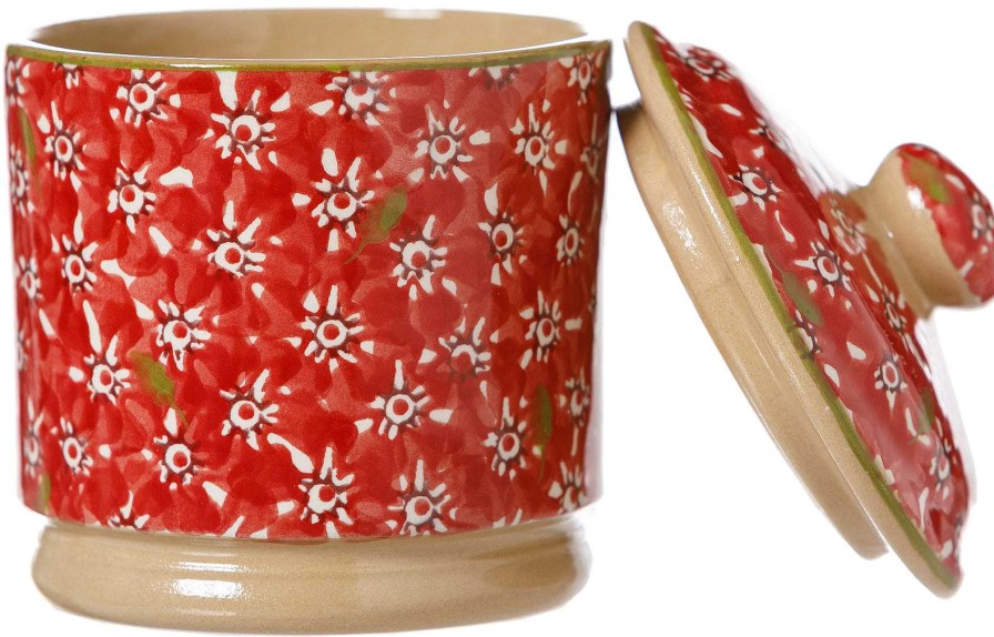 Nicholas Mosse Lidded Sugar Bowl Lawn Red New