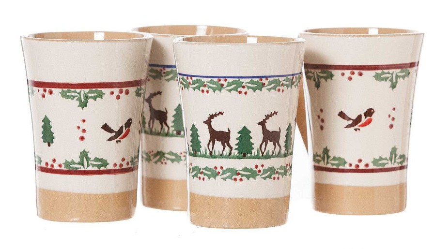 Nicholas Mosse 2 Tall Mugs Reindeer & 2 Tall Mugs Winter Robin Wholesale