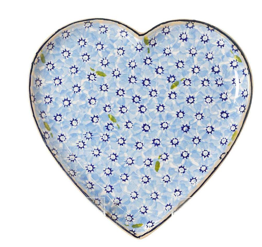 Nicholas Mosse Medium Heart Plate Lawn Light Blue Hot