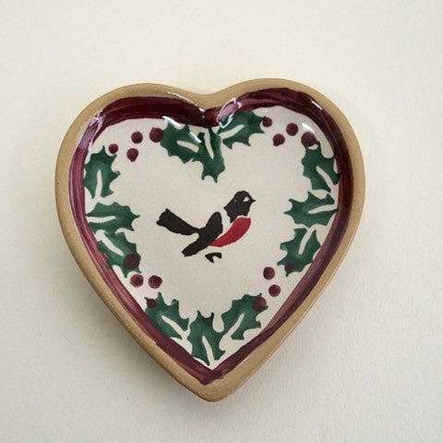 Nicholas Mosse Tiny Heart Plate Winter Robin New