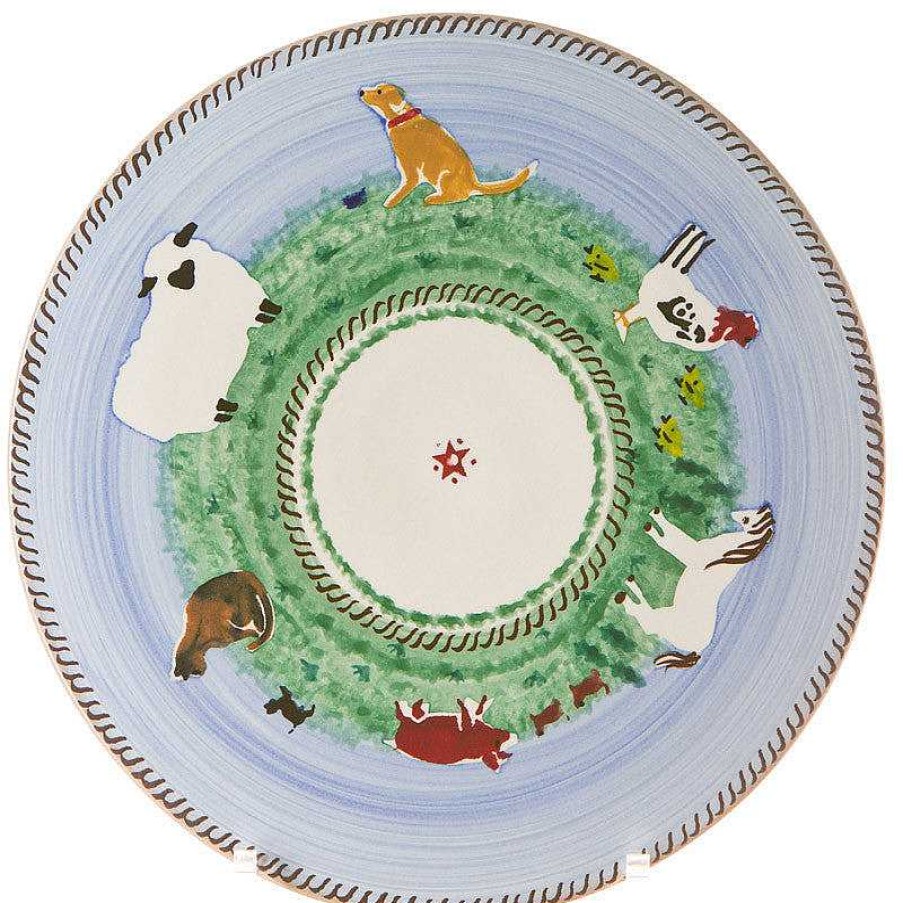 Nicholas Mosse 9" Footed Cake Plate Assorted Animals Clearance