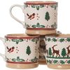 Nicholas Mosse 2 Large Mugs Reindeer & 2 Large Mugs Winter Robin Hot