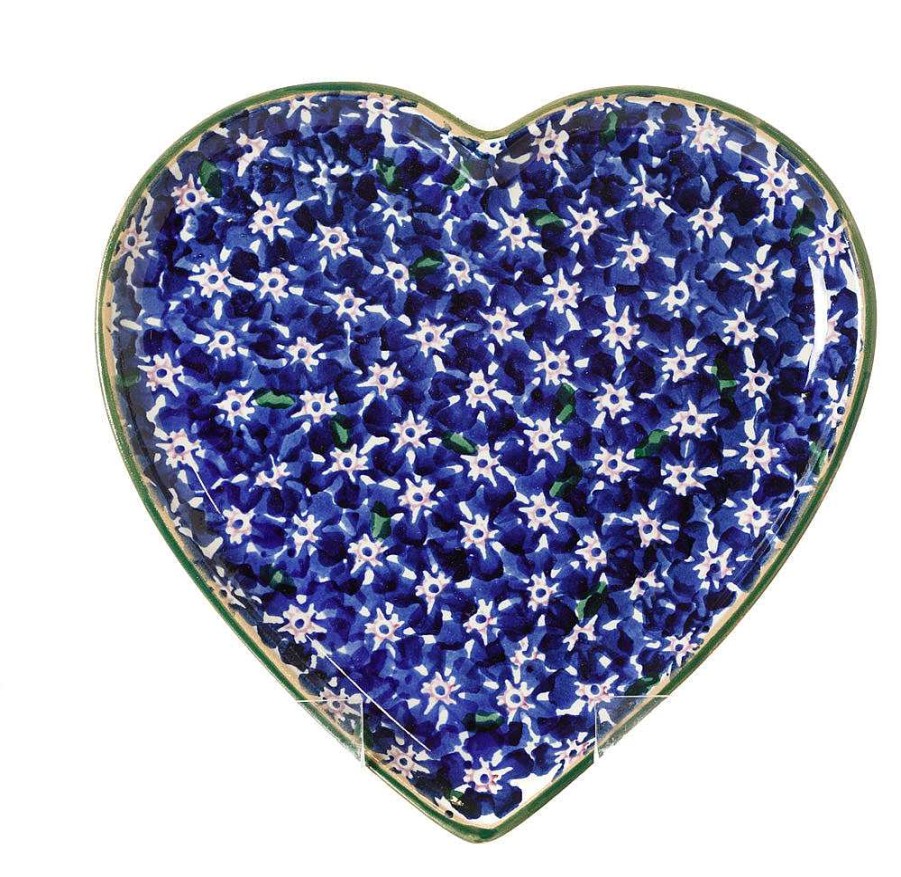 Nicholas Mosse Medium Heart Plate Dark Blue Lawn Best