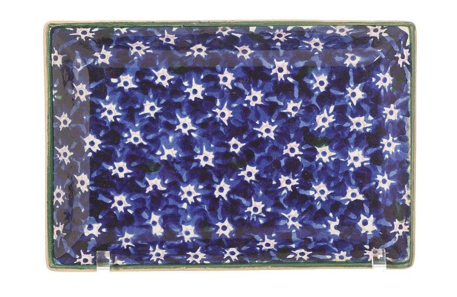 Nicholas Mosse Small Rectangle Plate Lawn Dark Blue Clearance