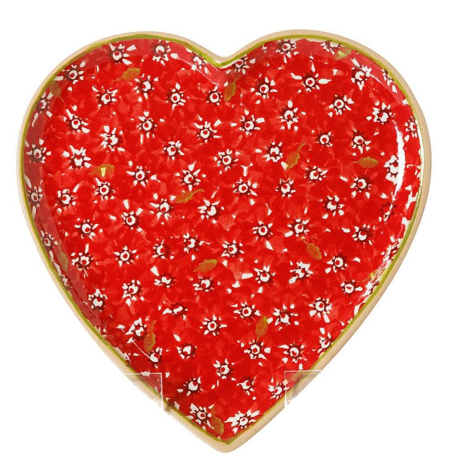 Nicholas Mosse Medium Heart Plate Red Lawn Hot