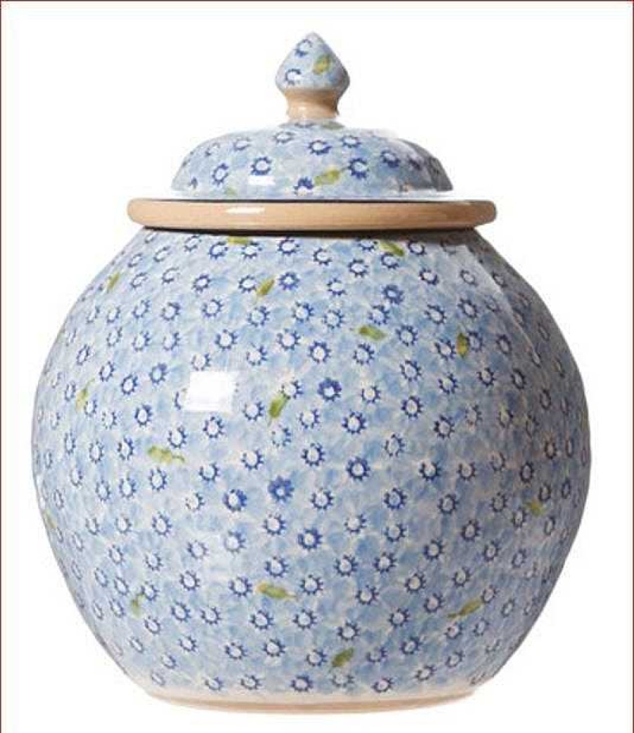 Nicholas Mosse Cookie Jar And Medium Heart Plate Lawn Light Blue Hot