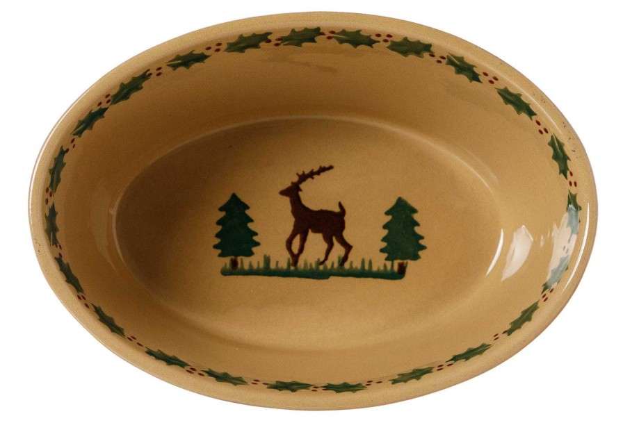 Nicholas Mosse Small Oval Pie Dish Reindeer New