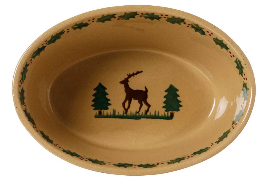 Nicholas Mosse Small Oval Pie Dish Reindeer Clearance