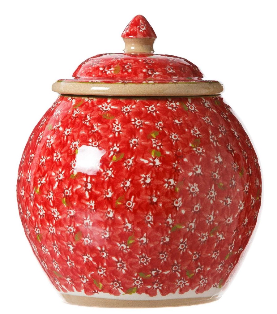 Nicholas Mosse Cookie Jar And Medium Heart Plate Lawn Red New