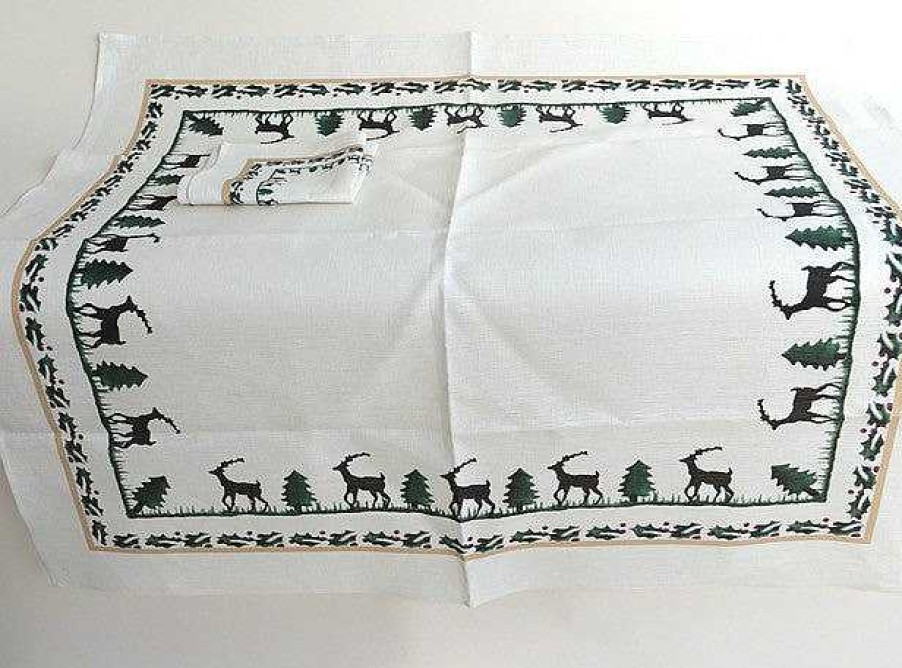 Nicholas Mosse Tablecloth Square Reindeer Linen 40" Clearance