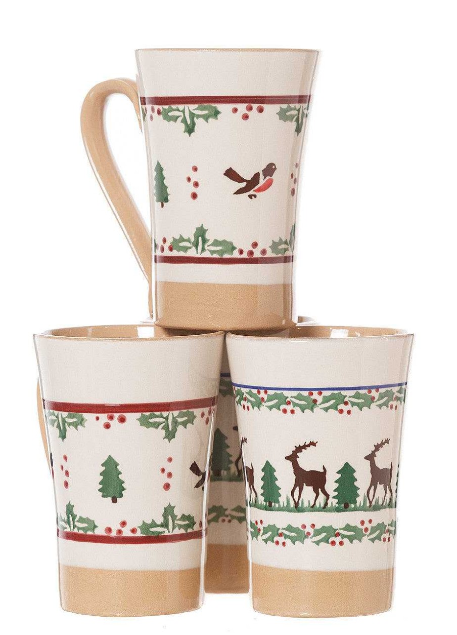 Nicholas Mosse 2 Tall Mugs Reindeer & 2 Tall Mugs Winter Robin Wholesale