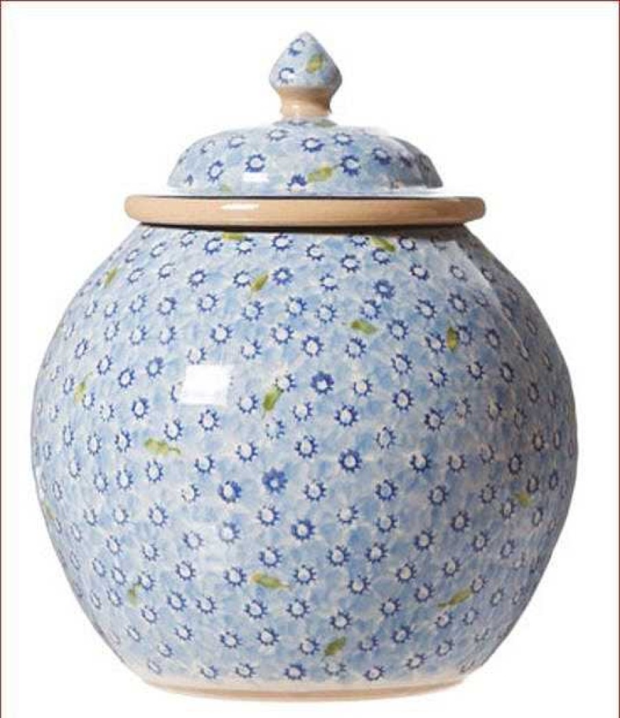 Nicholas Mosse Cookie Jar And Medium Heart Plate Lawn Light Blue Clearance