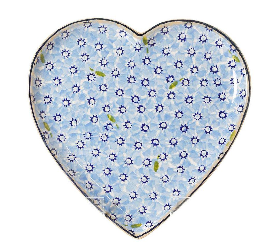 Nicholas Mosse Medium Heart Plate Lawn Light Blue Wholesale