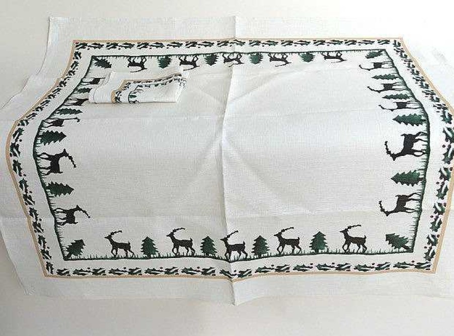 Nicholas Mosse Tablecloth Square Reindeer Linen 40" Clearance