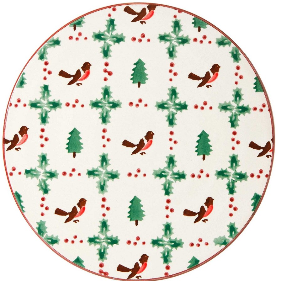 Nicholas Mosse 9" Footed Cake Plate Winter Robin Wholesale