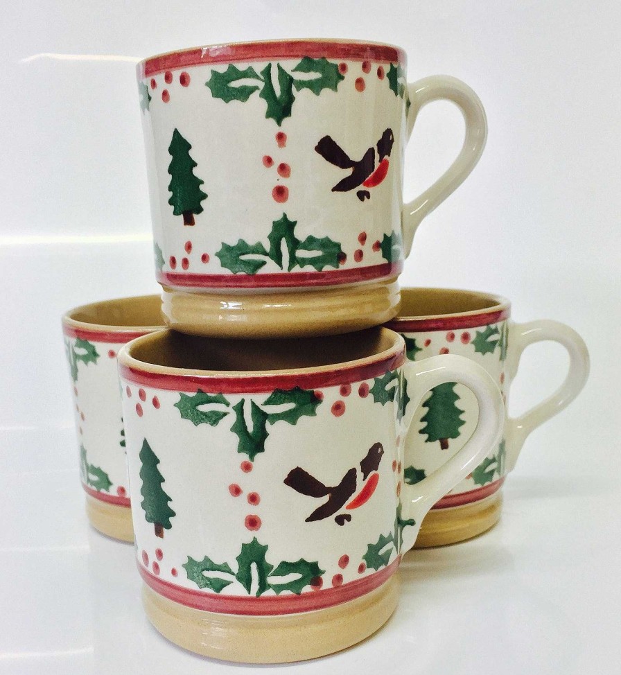 Nicholas Mosse 4 Small Mugs Winter Robin Wholesale