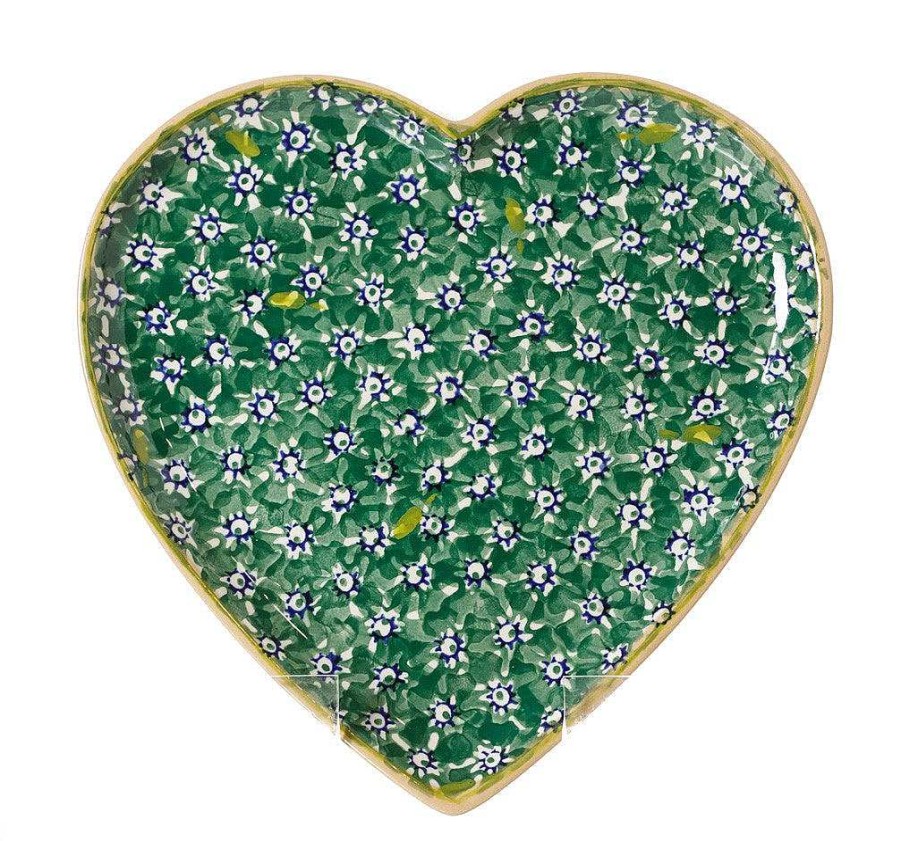 Nicholas Mosse Cookie Jar And Medium Heart Plate Lawn Green Wholesale