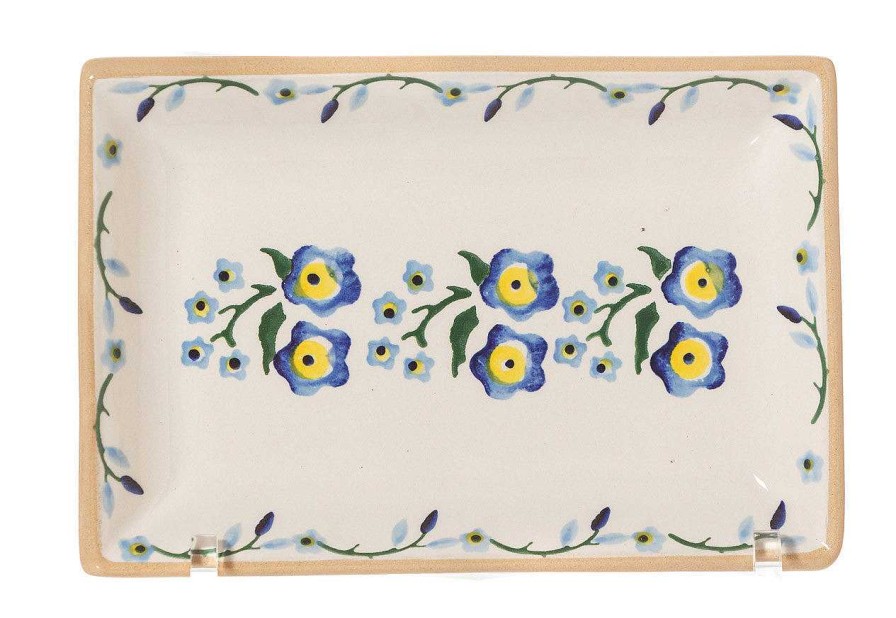 Nicholas Mosse Small Rectangle Plate Forget Me Not New