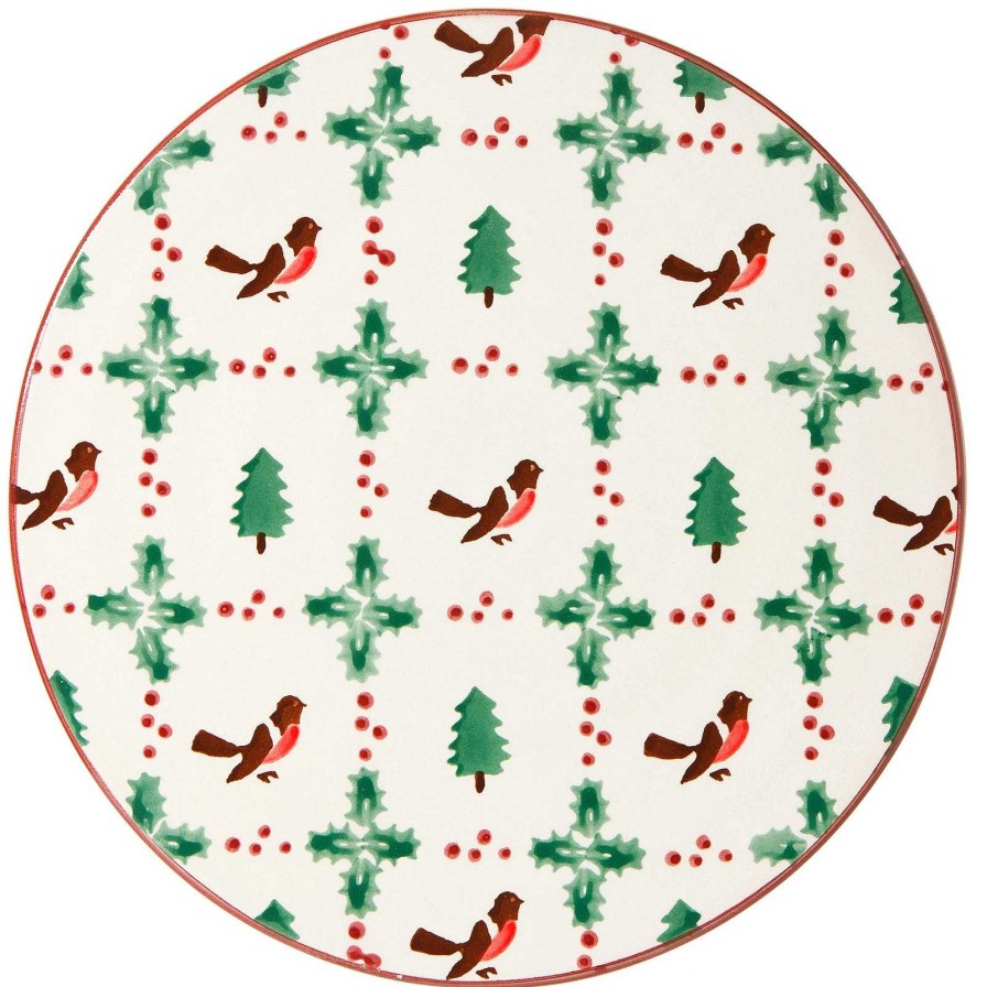 Nicholas Mosse 9" Footed Cake Plate Winter Robin Hot