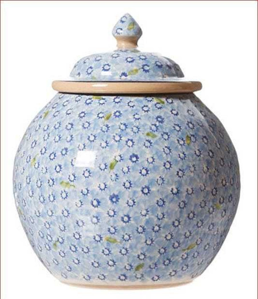 Nicholas Mosse Cookie Jar And Medium Heart Plate Lawn Light Blue Hot