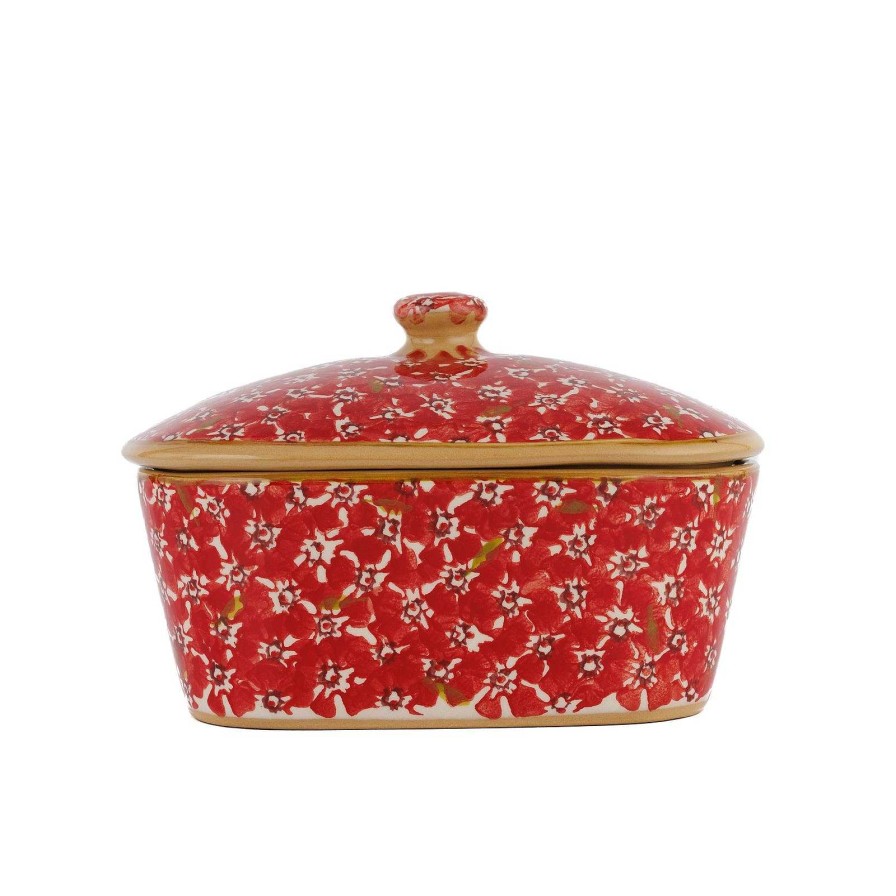 Nicholas Mosse Covered Butterdish Lawn Red New