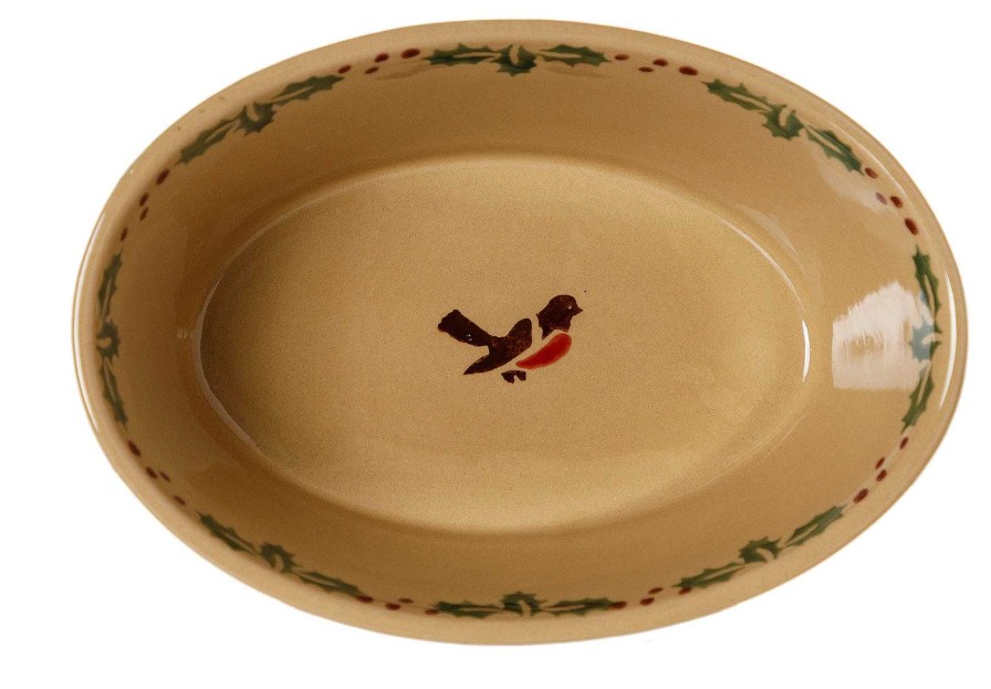 Nicholas Mosse Small Oval Pie Dish Winter Robin Wholesale