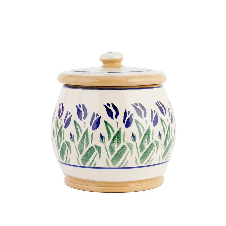 Nicholas Mosse Small Round Lidded Jar Blue Blooms Wholesale